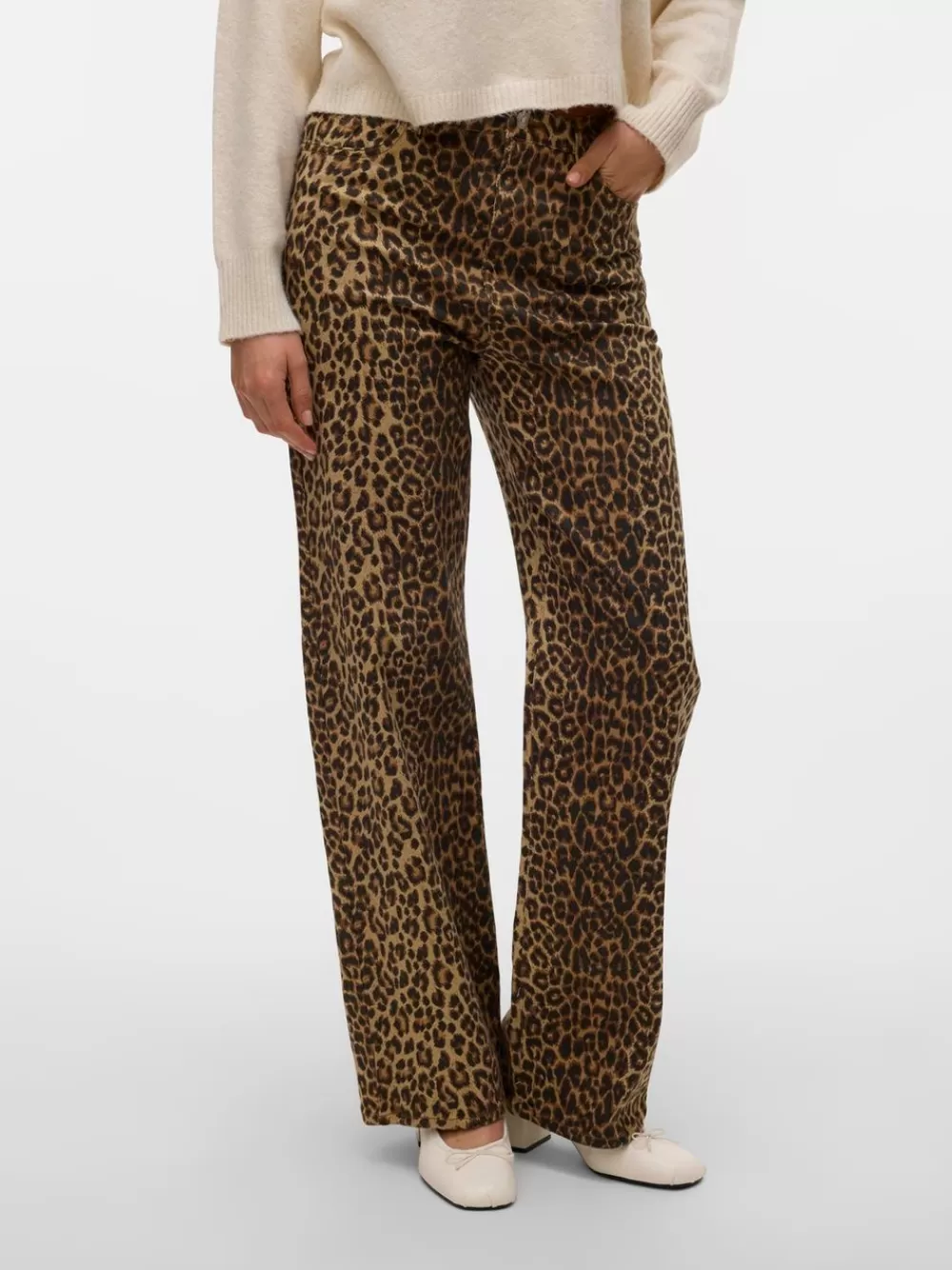 VERO MODA VMTESSA Korkea vyötärö Wide leg fit Farkut Silver Mink Clearance