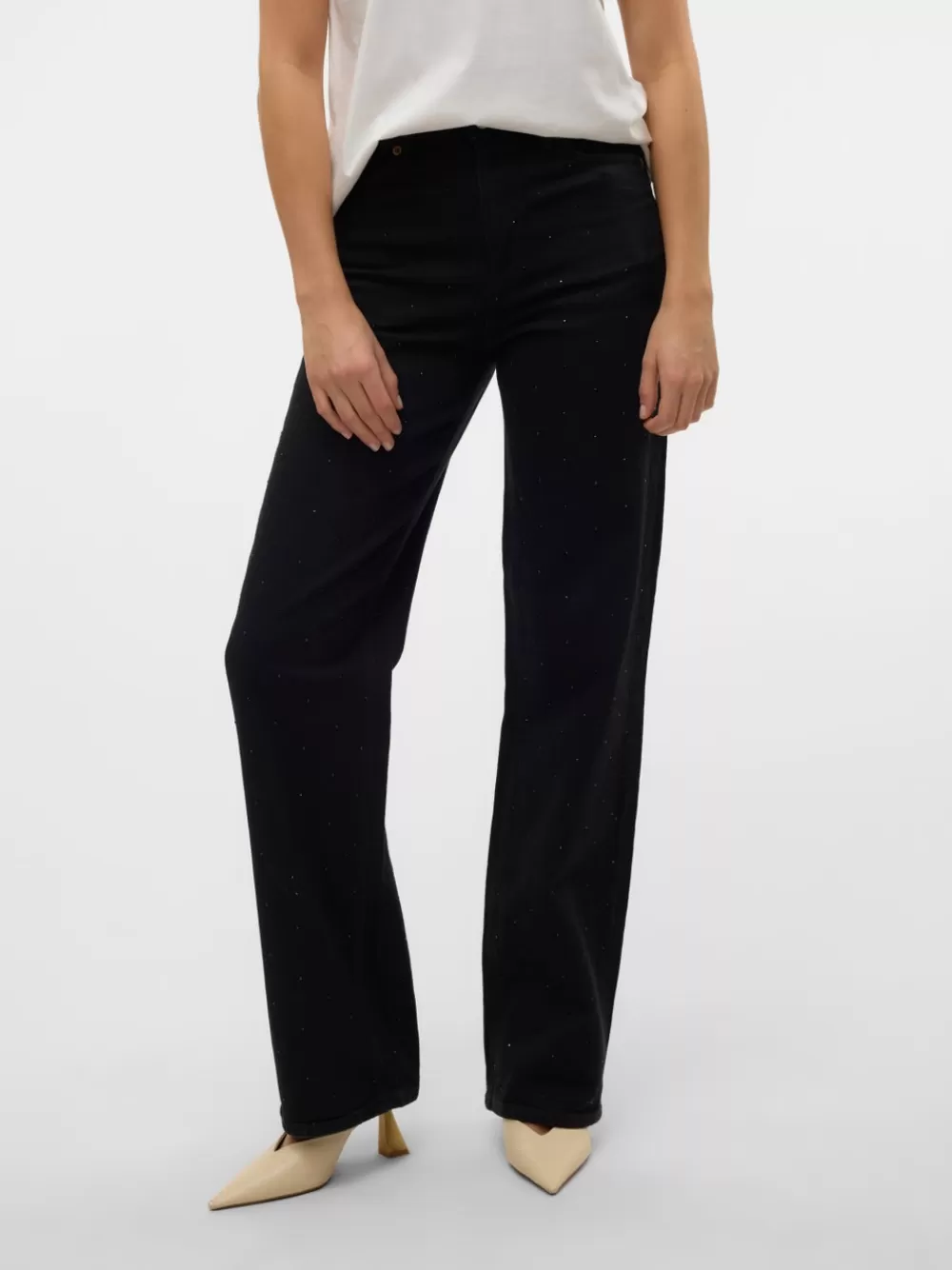 VERO MODA VMTESSA Korkea vyötärö Wide leg fit Farkut Black Best