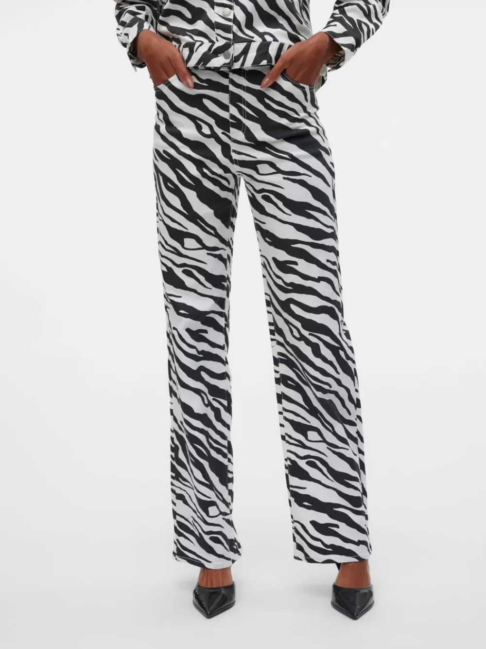 VERO MODA VMTESSA Korkea vyötärö Wide leg fit Farkut Bright White Best Sale