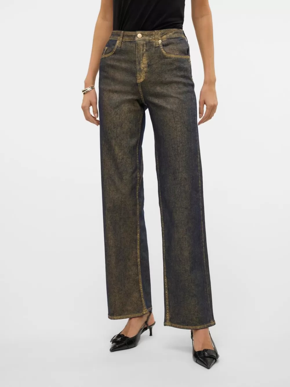 VERO MODA VMTESSA Korkea vyötärö Wide leg fit Farkut Medium Blue Denim Discount