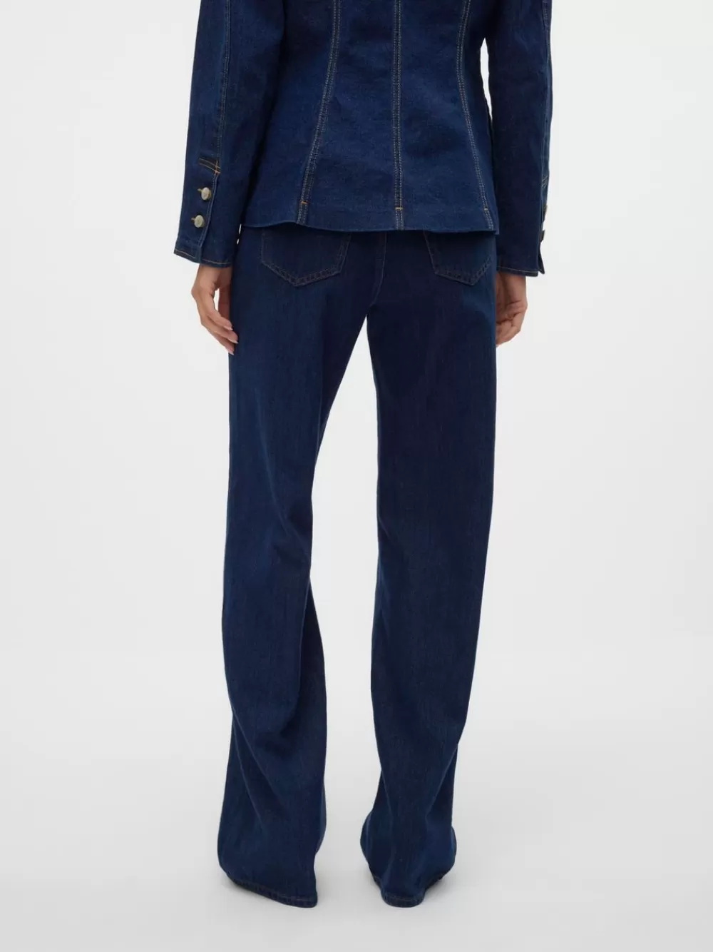 VERO MODA VMTESSA Korkea vyötärö Wide leg fit Farkut Dark Blue Denim Best Sale