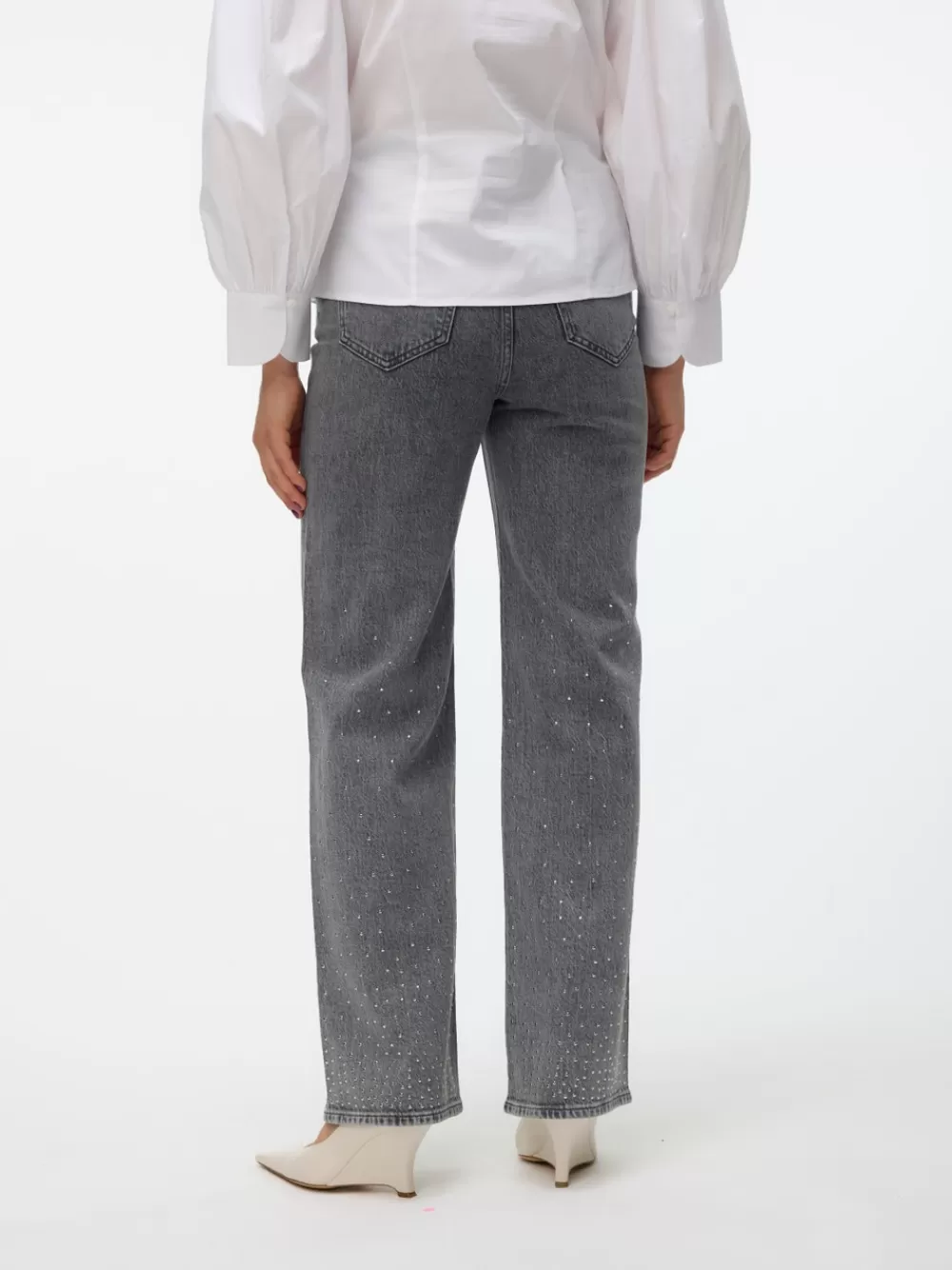 VERO MODA VMTESSA Korkea vyötärö Wide leg fit Farkut Light Grey Denim Store