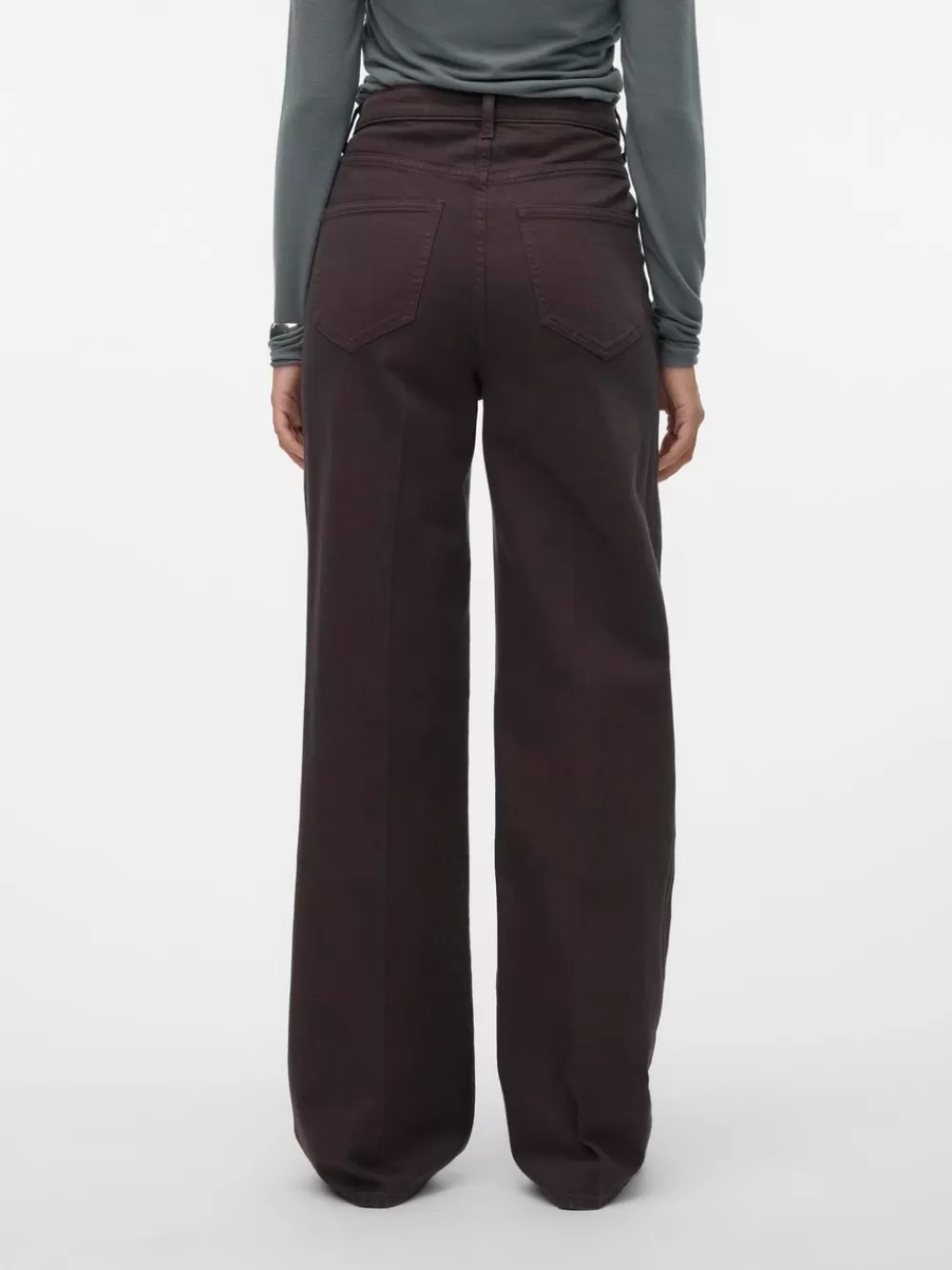 VERO MODA VMTESSA Korkea vyötärö Wide leg fit Farkut Chocolate Torte Cheap