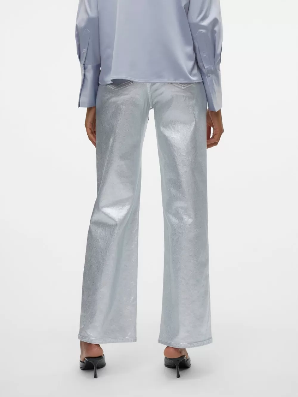 VERO MODA VMTESSA Korkea vyötärö Wide leg fit Farkut Silver Flash Sale