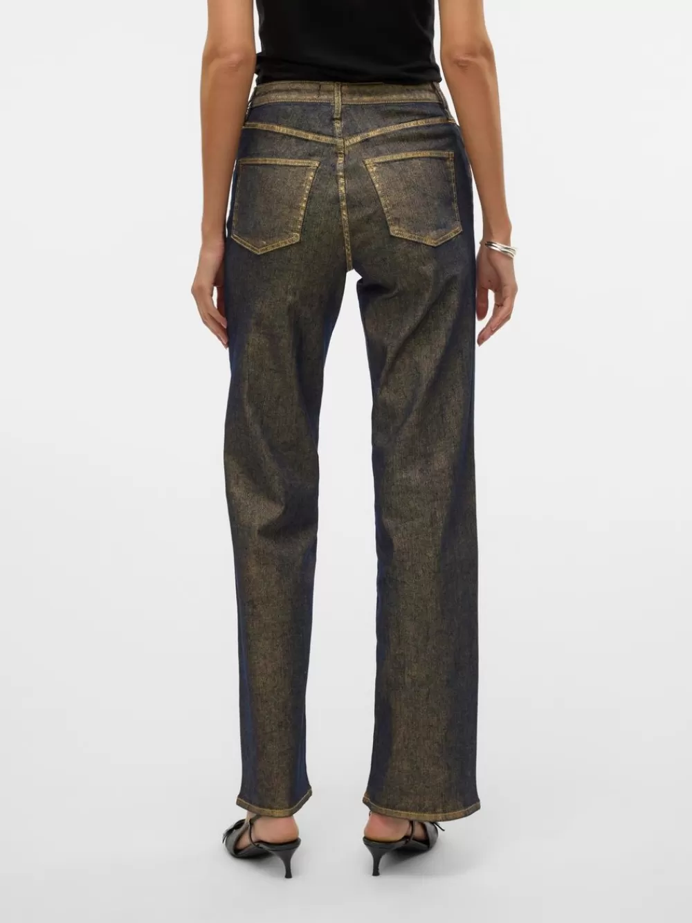 VERO MODA VMTESSA Korkea vyötärö Wide leg fit Farkut Medium Blue Denim Discount