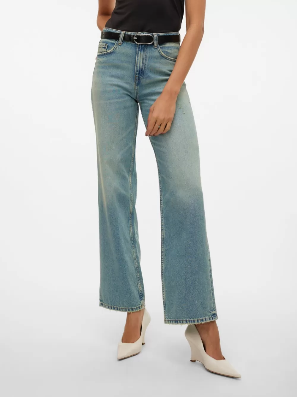 VERO MODA VMTESSA Wide fit Farkut Medium Blue Denim Discount