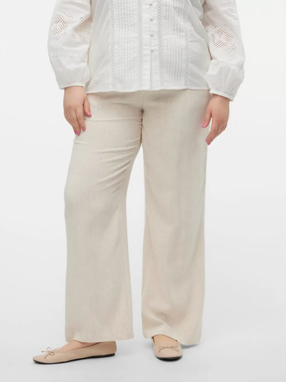 VERO MODA VMTIRAVER Normaali vyötärö Housut Oatmeal Discount