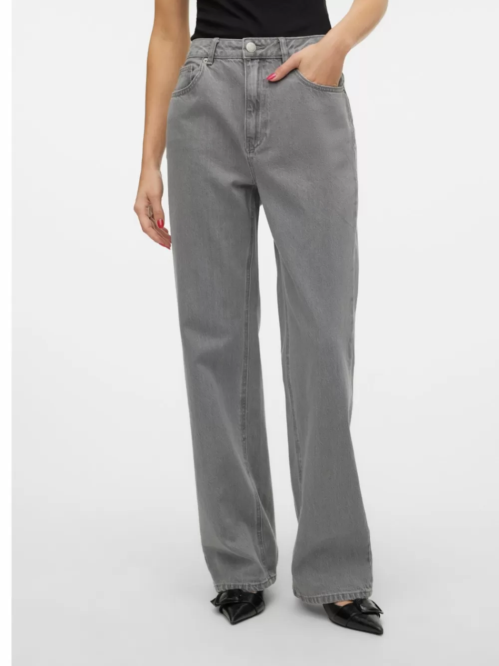 VERO MODA VMTOKYO Matala vyötärö Straight fit Farkut Medium Grey Denim Store