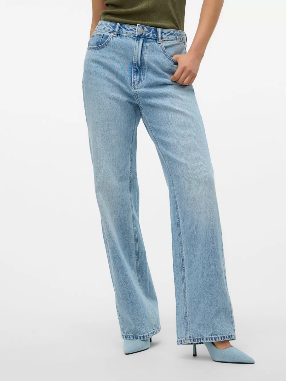 VERO MODA VMTOKYO Matala vyötärö Straight fit Farkut Light Blue Denim Best