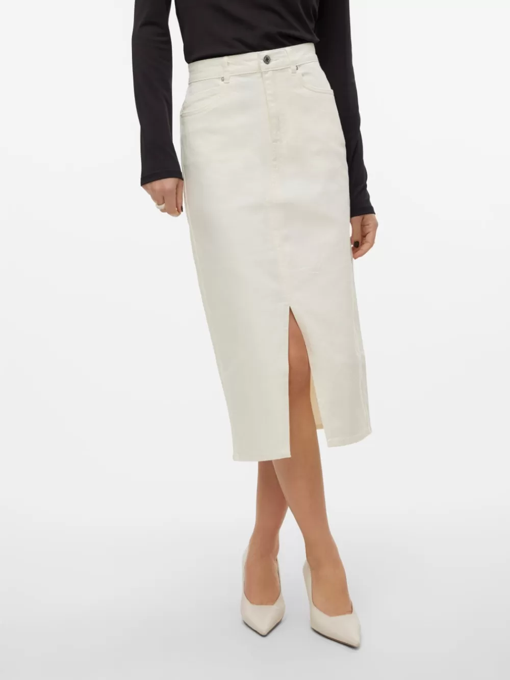 VERO MODA VMVERI Korkea vyötärö Midihame Cloud Dancer Shop