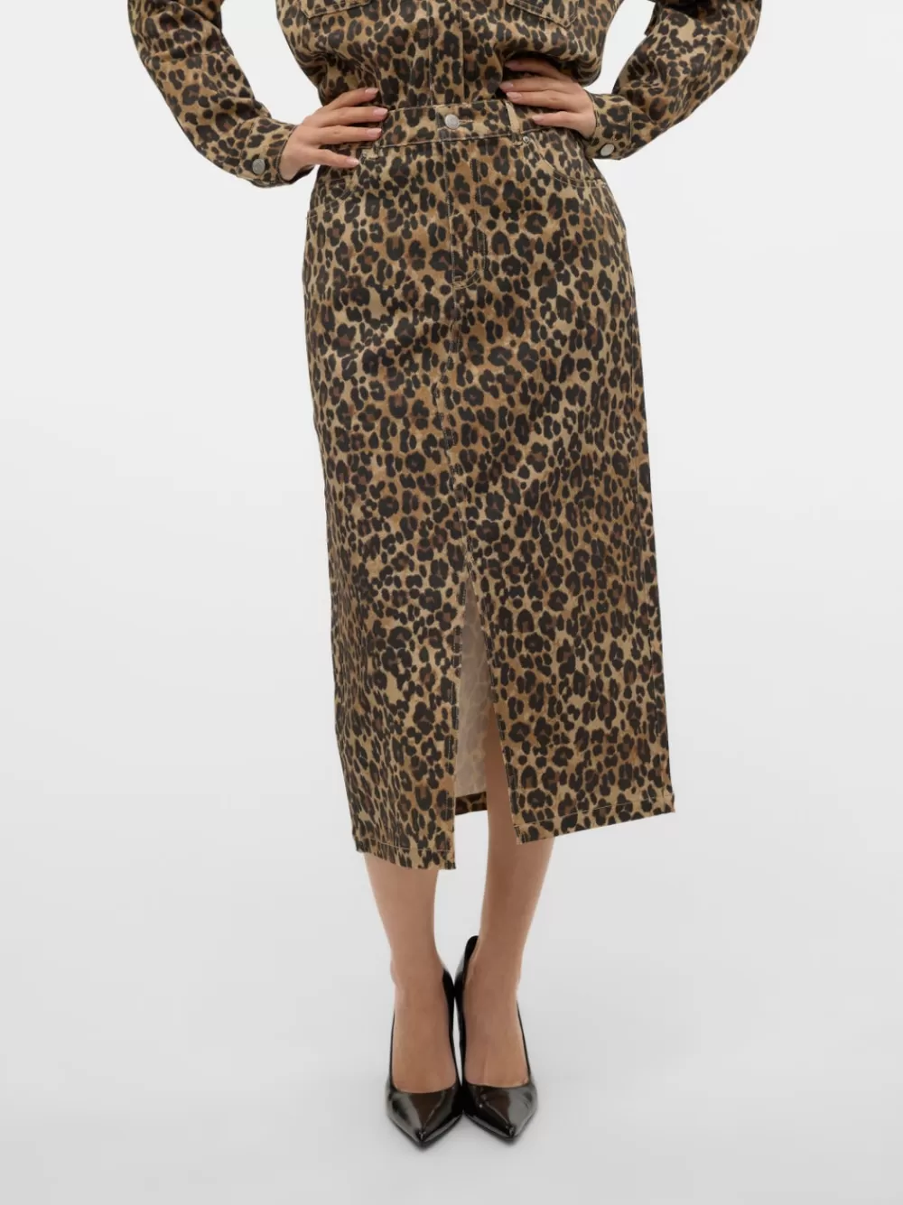 VERO MODA VMVERI Korkea vyötärö Pitkä hame Tigers Eye Sale