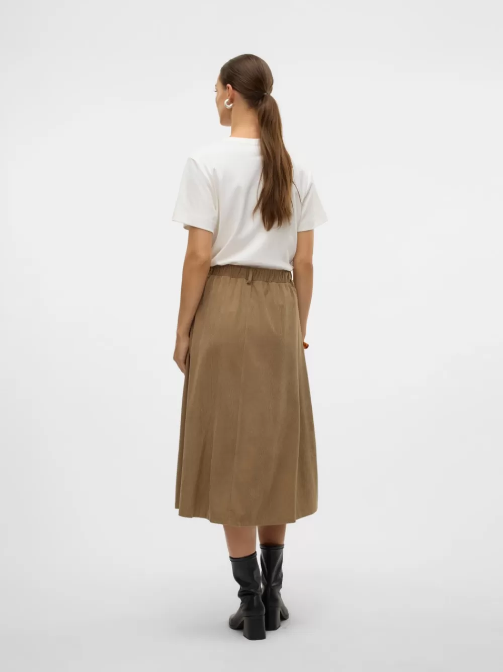 VERO MODA VMVIENNA Korkea vyötärö samettihame Lead Gray New
