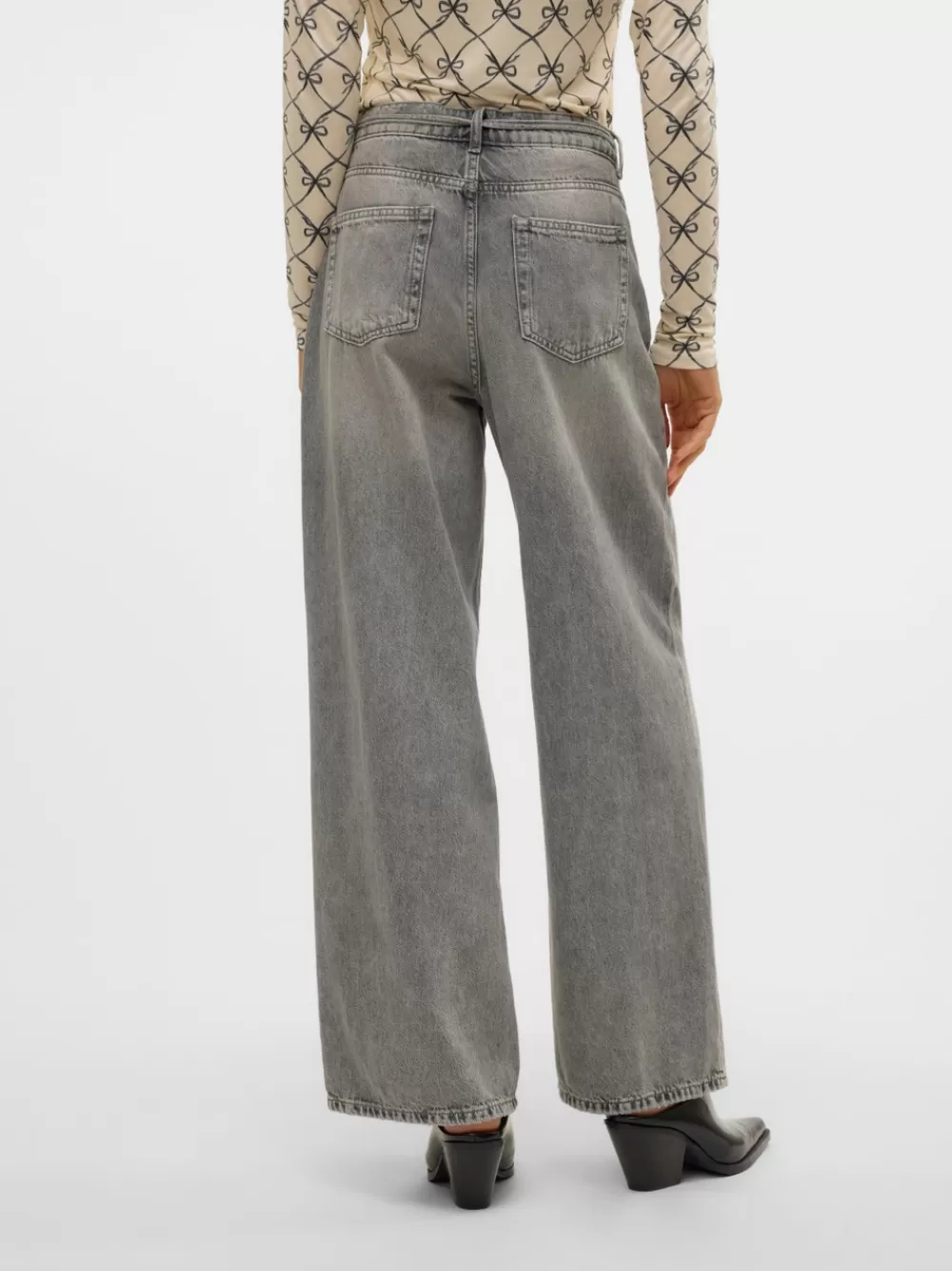 VERO MODA VMWIEN Normaali vyötärö Wide leg fit Farkut Light Grey Denim Fashion