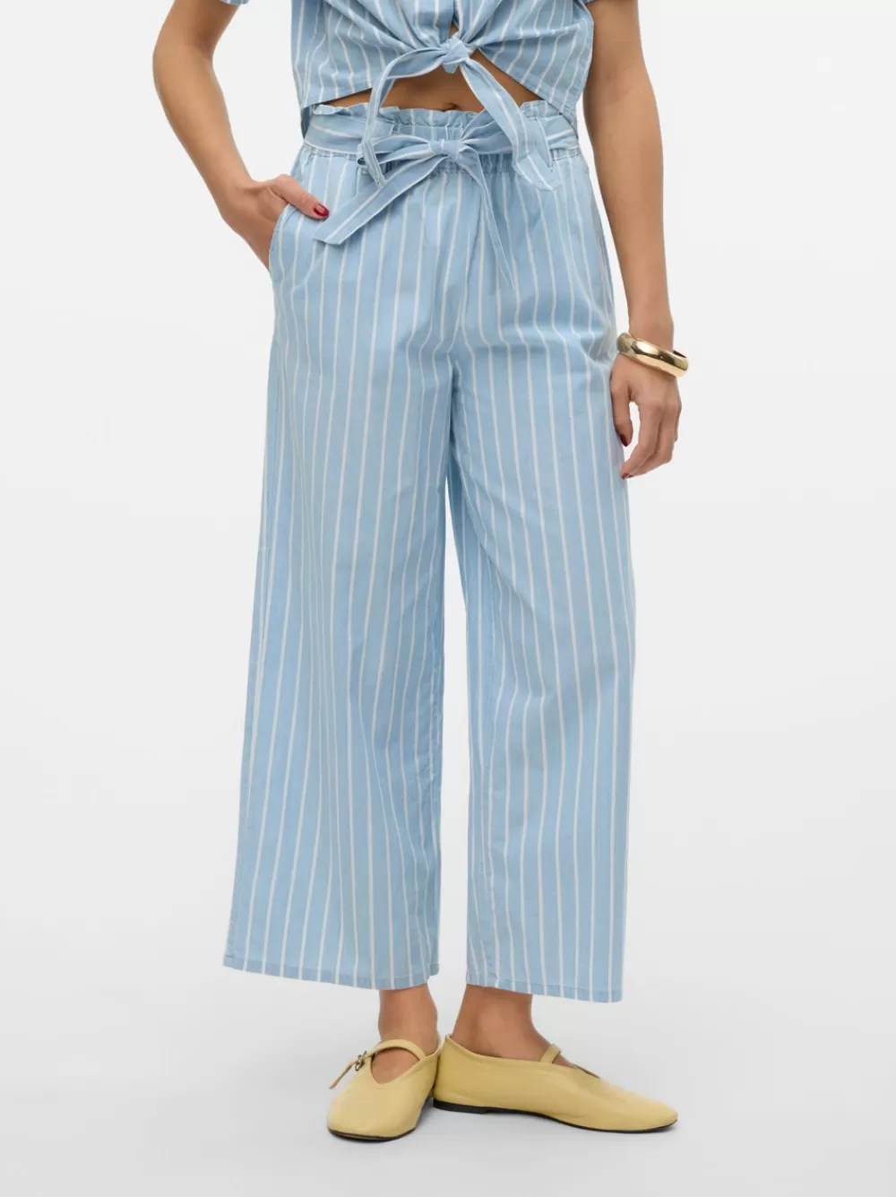 VERO MODA VMXENIA Korkea vyötärö Housut Light Blue Denim Clearance