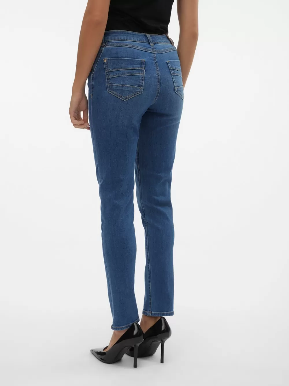 VERO MODA VMYOURS Normaali vyötärö Tapered fit Farkut Dark Blue Denim Best