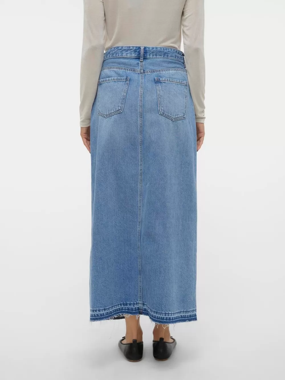 VERO MODA VMZAYLA Korkea vyötärö Pitkä hame Medium Blue Denim Best Sale